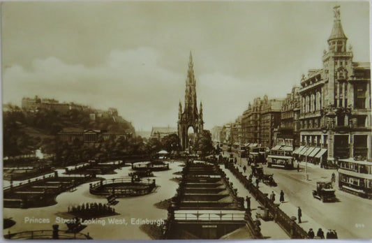 Vintage Postcard Of Princess Street, Looking West, Edinburgh