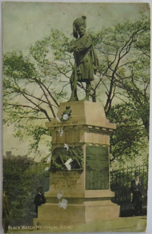 Vintage Postcard Of The Black Watch Memorial Edinburgh