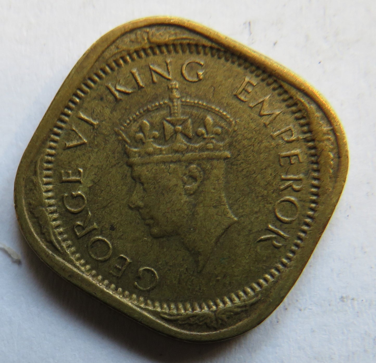 1943 King George VI India 1/2 Anna Coin