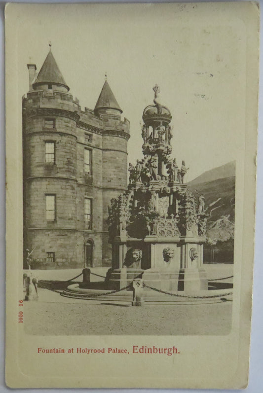 Vintage Postcard Of Fountain At Holyrood Palace, Edinburgh 1904