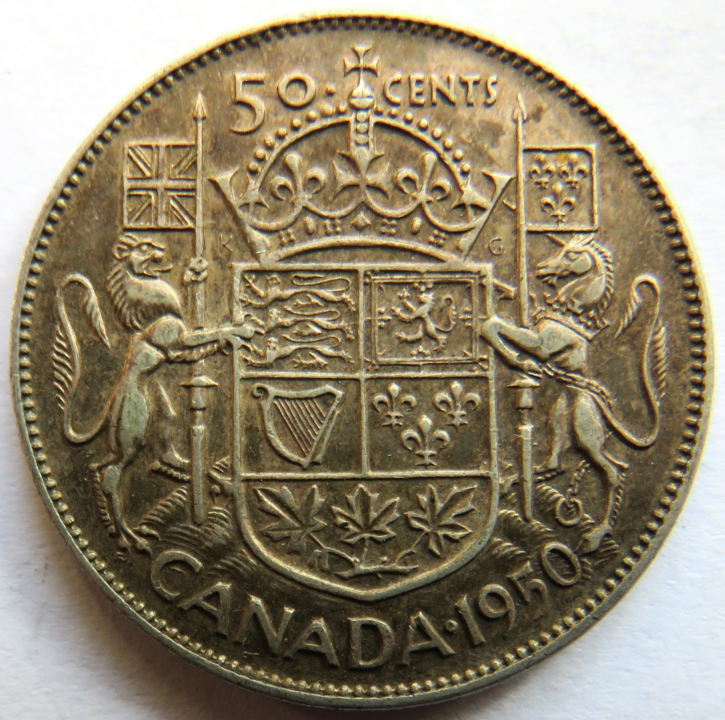 1950 King George VI Canada Silver 50 Cents Coin