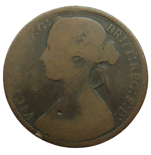 1872 Queen Victoria One Penny Coin - Great Britain