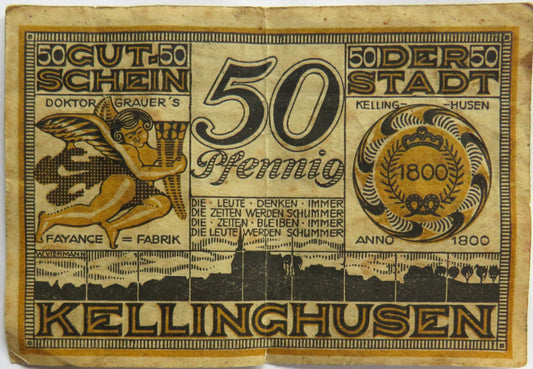 1921 Germany Kellinghusen 50 Pfennig Banknote