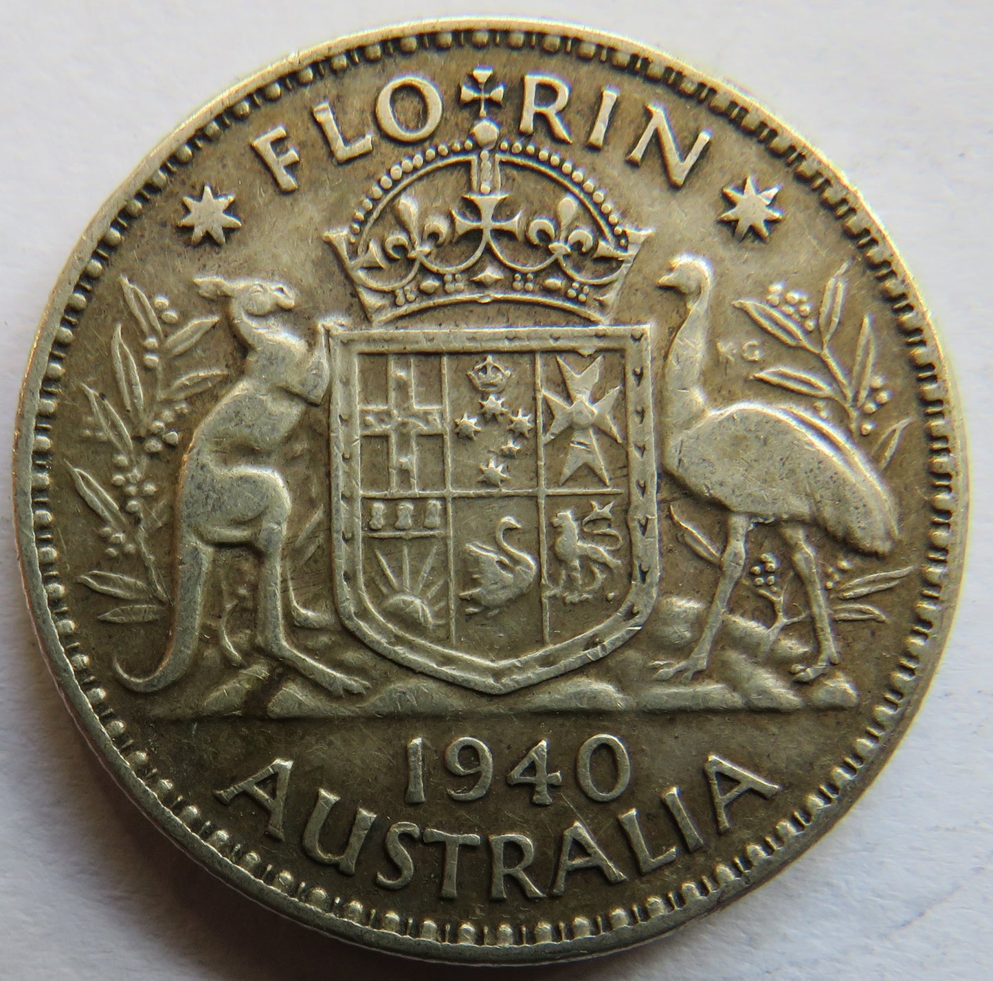 1940 King George VI Australia Silver Florin Coin