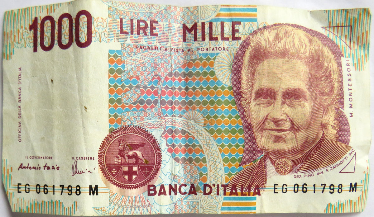 1990 Italy 1000 Lire Banknote