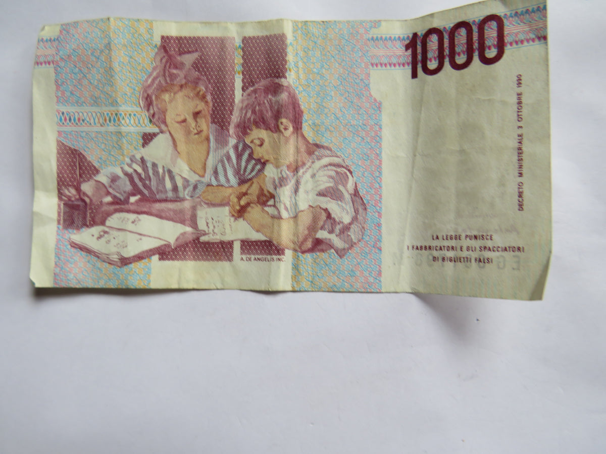 1990 Italy 1000 Lire Banknote