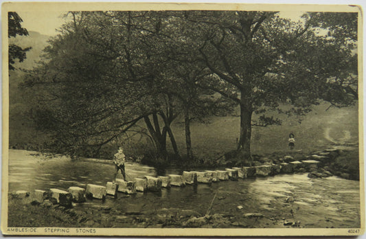 Vintage Postcard of Ambleside Stepping Stones