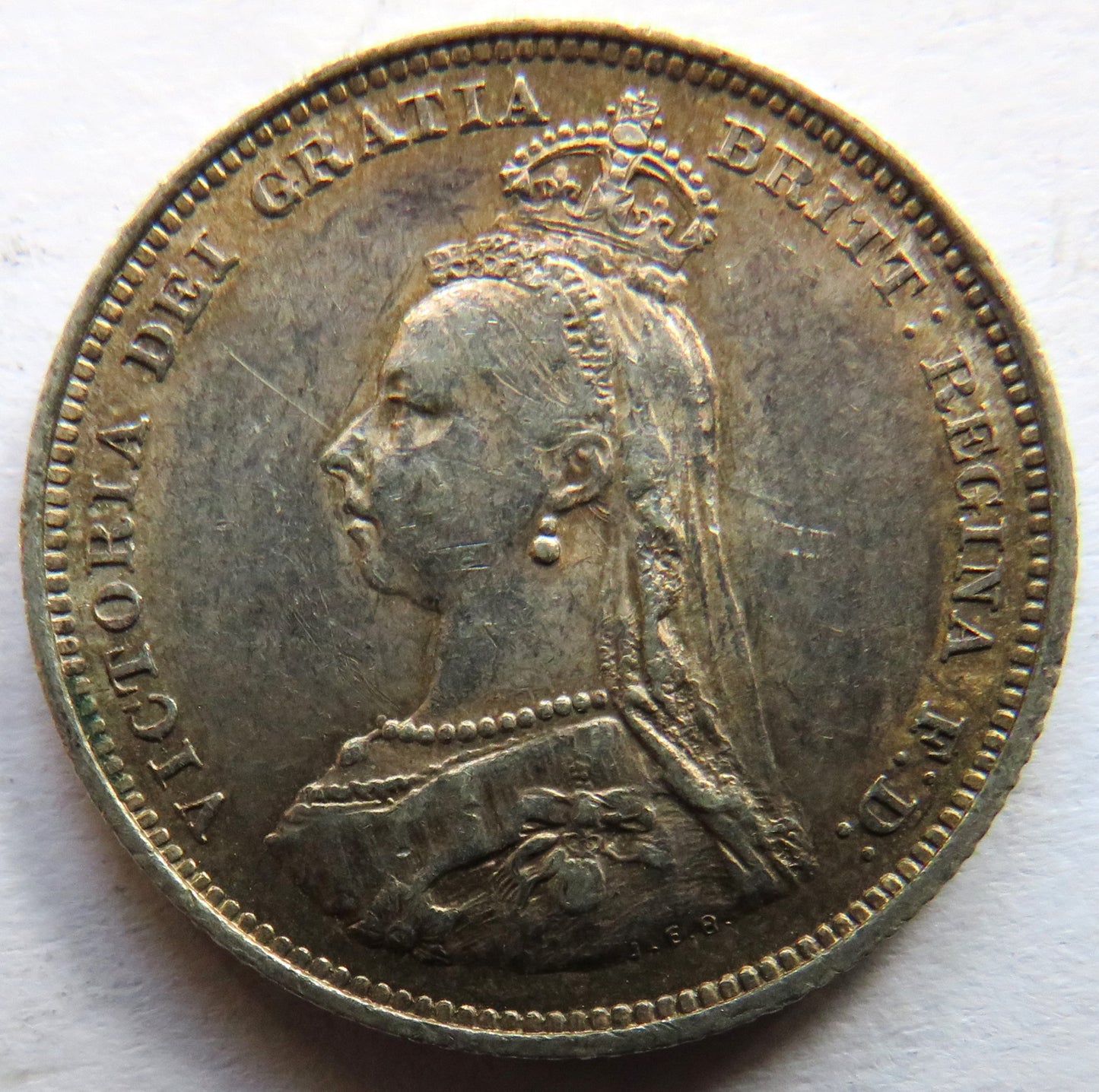1887 Queen Victoria Jubilee Head Silver Shilling Coin - Great Britain