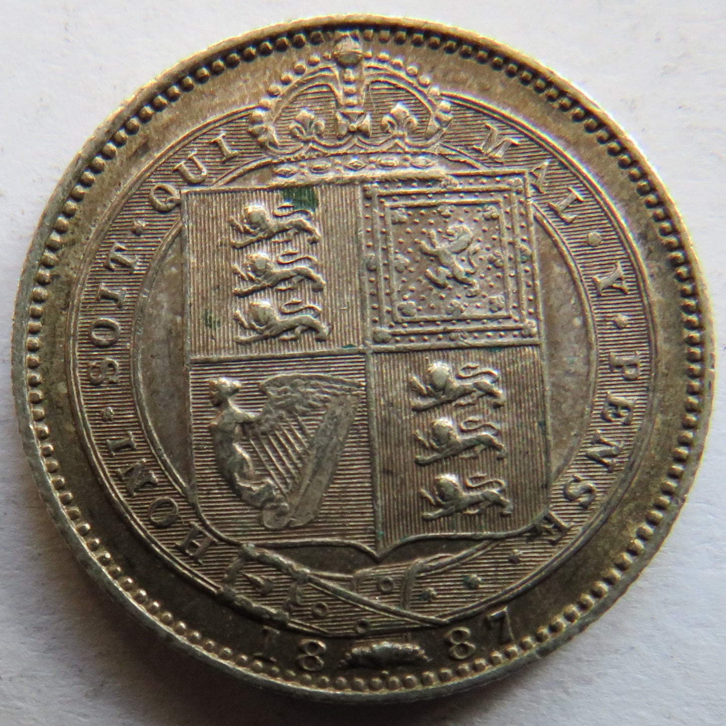 1887 Queen Victoria Jubilee Head Silver Shilling Coin - Great Britain