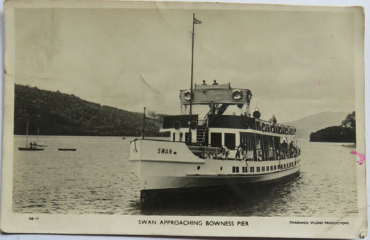 Vintage Postcard of The Swan Approaching Bowness Pier 1952