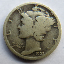 Load image into Gallery viewer, 1925 USA Silver Mercury Dime Coin
