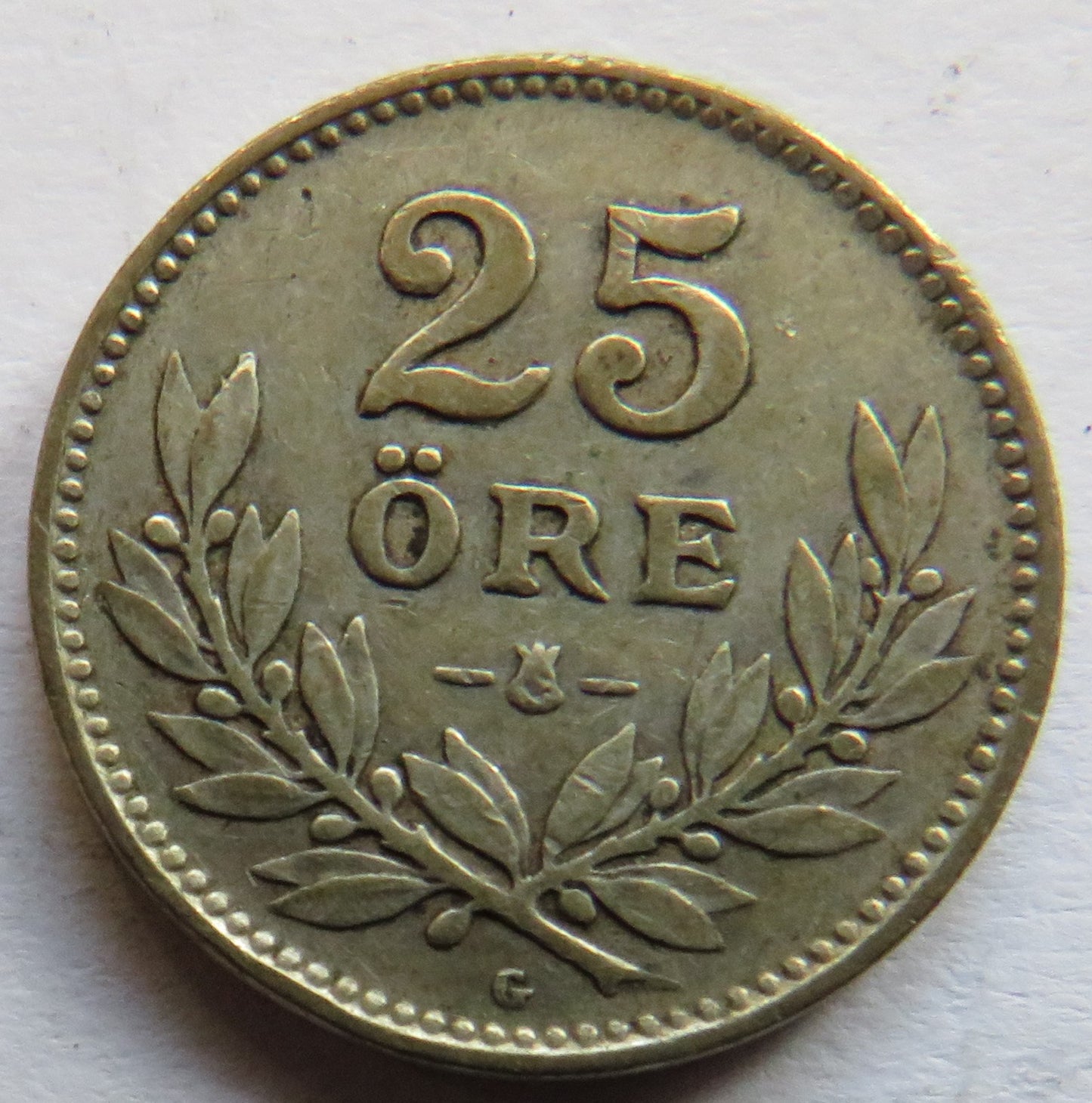 1940 Sweden Silver 25 Ore Coin