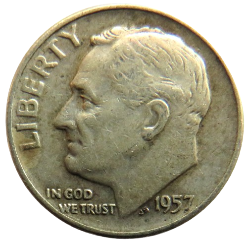 1957 USA Silver One Dime Coin