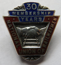 Load image into Gallery viewer, National Union of Railwaymen 30 Years Membership Silver Badge
