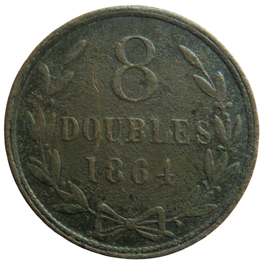 1864 Guernsey 8 Doubles Coin