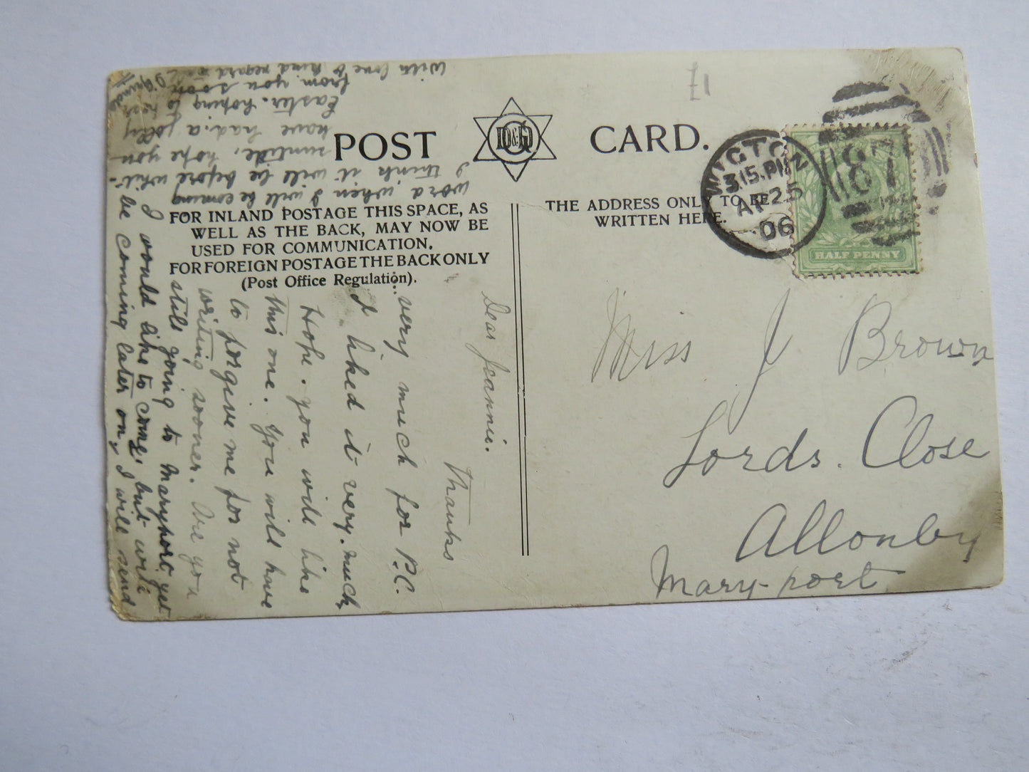 Vintage Postcard of Grasmere & Silver How 1906