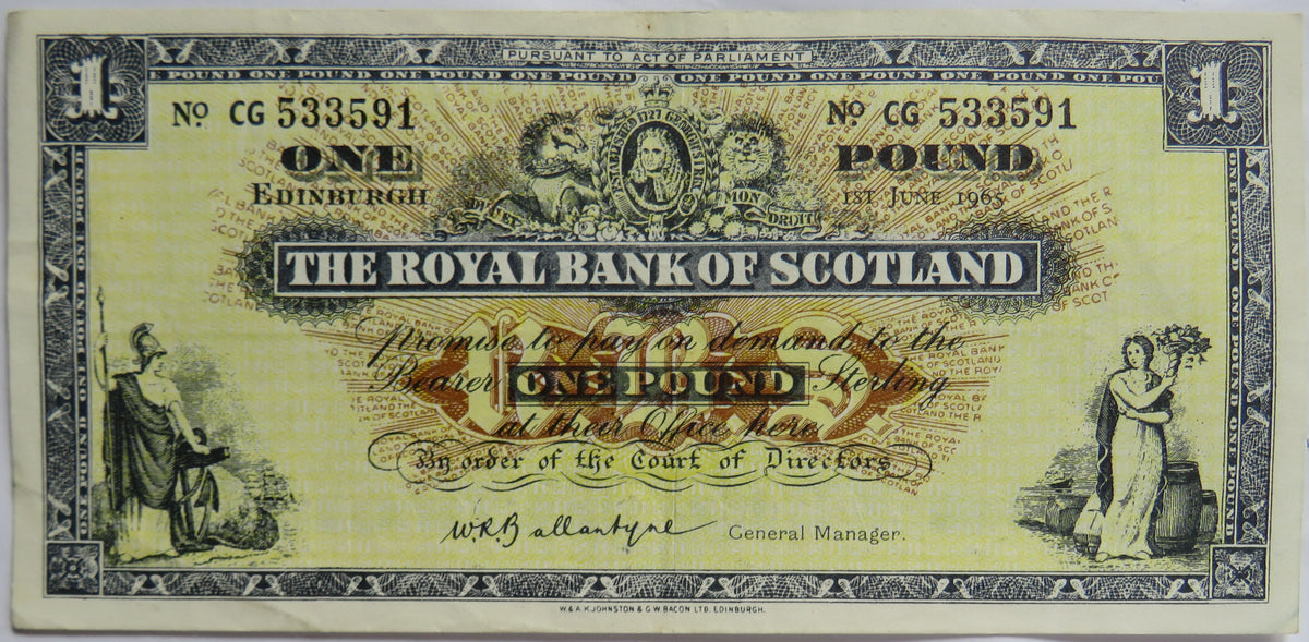 1965 The Royal Bank of Scotland £1 One Pound Banknote