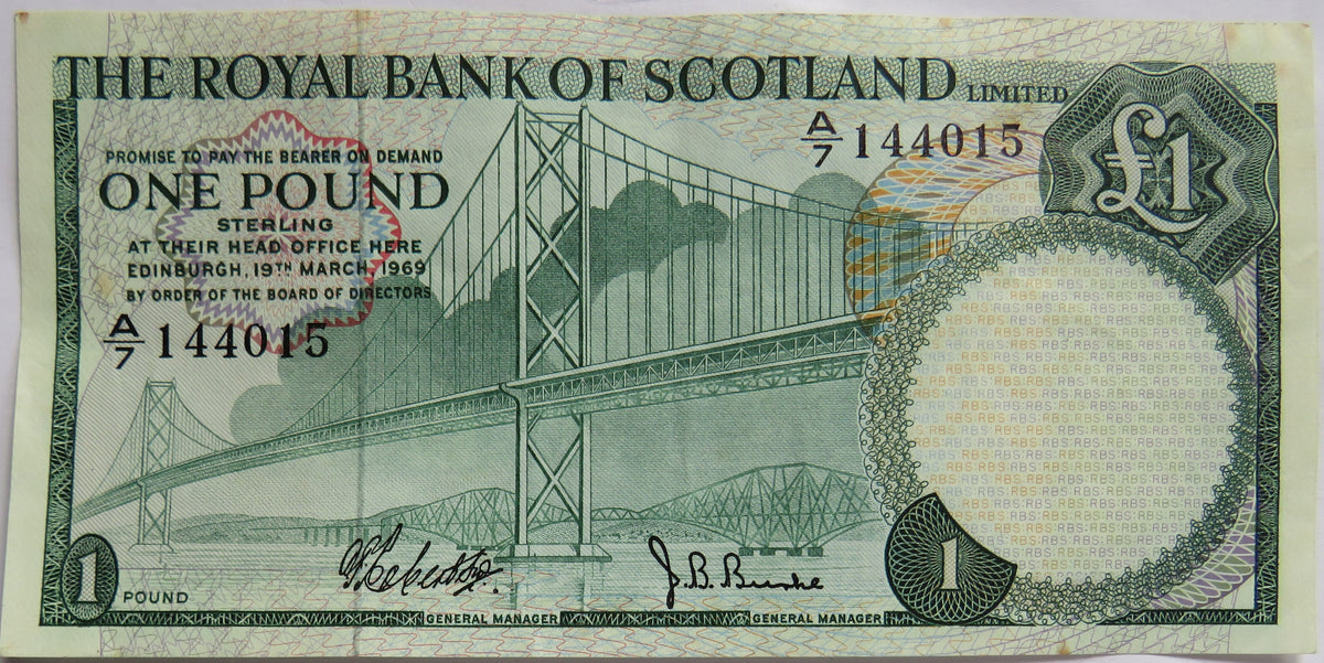 1969 The Royal Bank of Scotland £1 One Pound Banknote