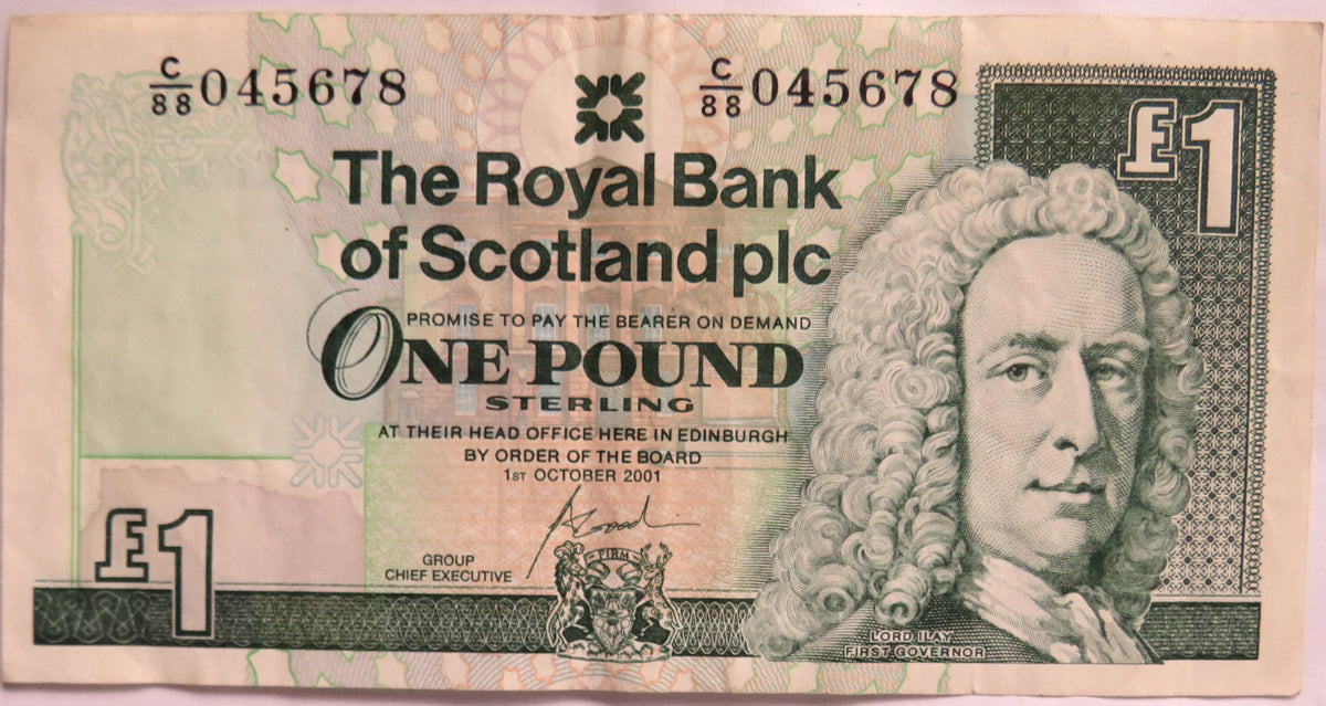 2001 The Royal Bank of Scotland £1 One Pound Banknote