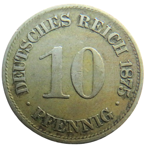 1875-E Germany - Empire 10 Pfennig Coin