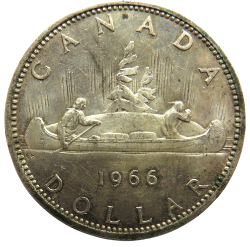 1966 Queen Elizabeth II Canada Silver $1 One Dollar Coin