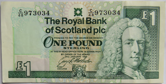 1996 The Royal Bank of Scotland £1 One Pound Banknote image 1
