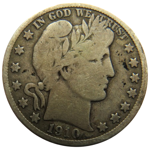 1910-S USA Silver Barber $1/2 Half Dollar Coin