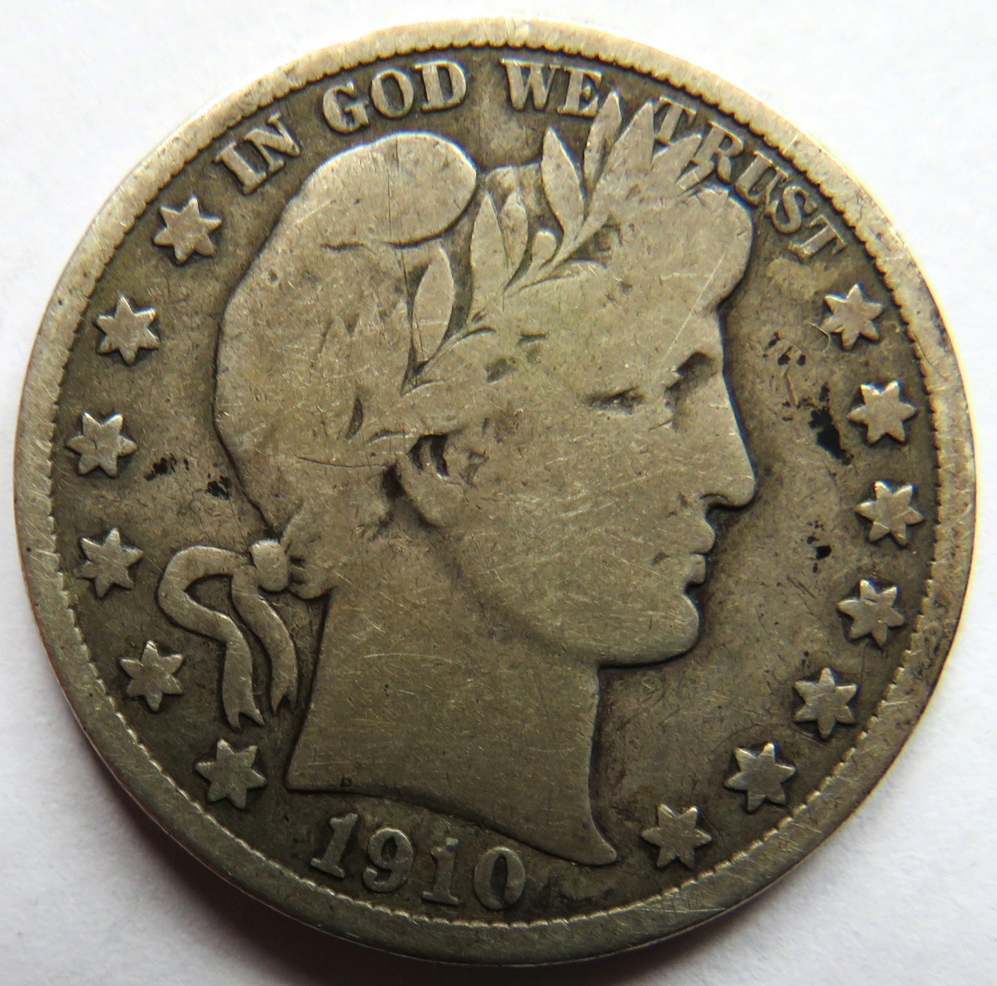 1910-S USA Silver Barber $1/2 Half Dollar Coin
