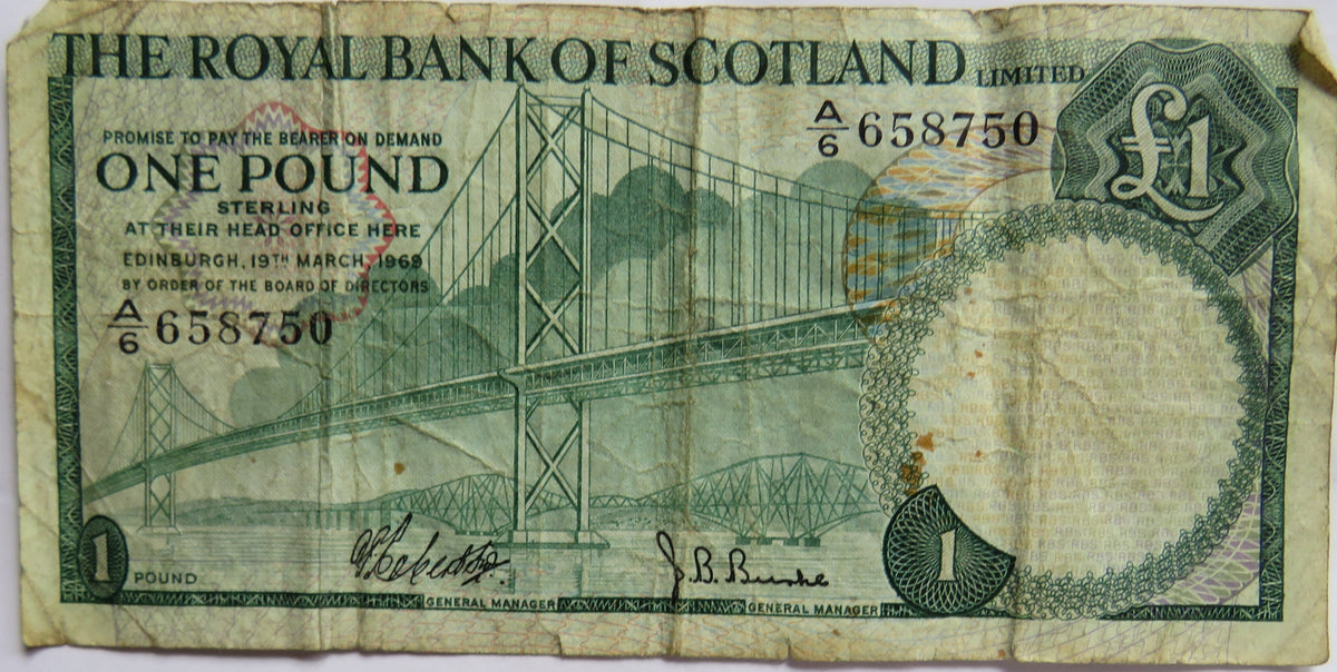 1969 The Royal Bank of Scotland £1 One Pound Banknote