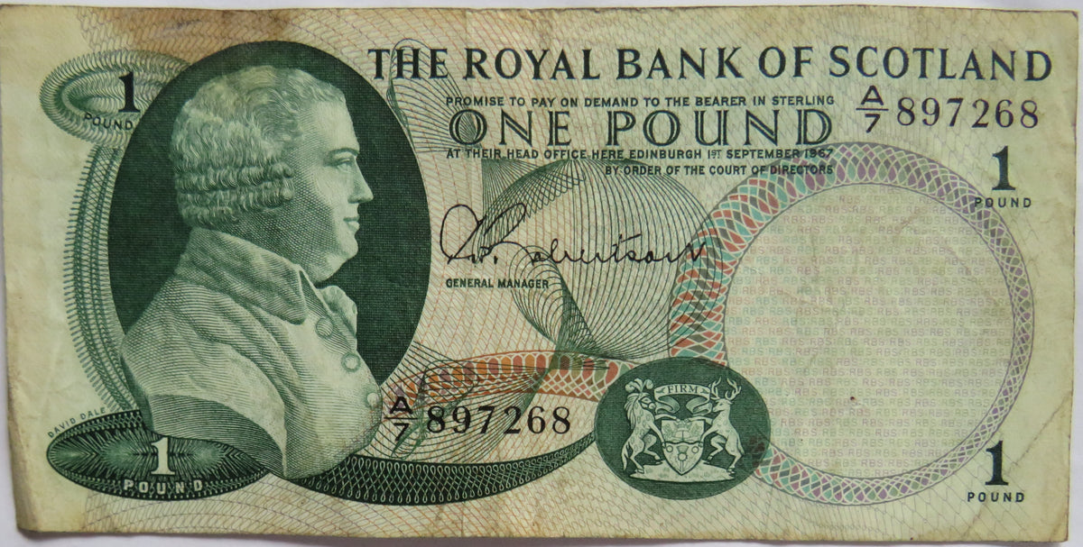 1967 The Royal Bank of Scotland £1 One Pound Banknote