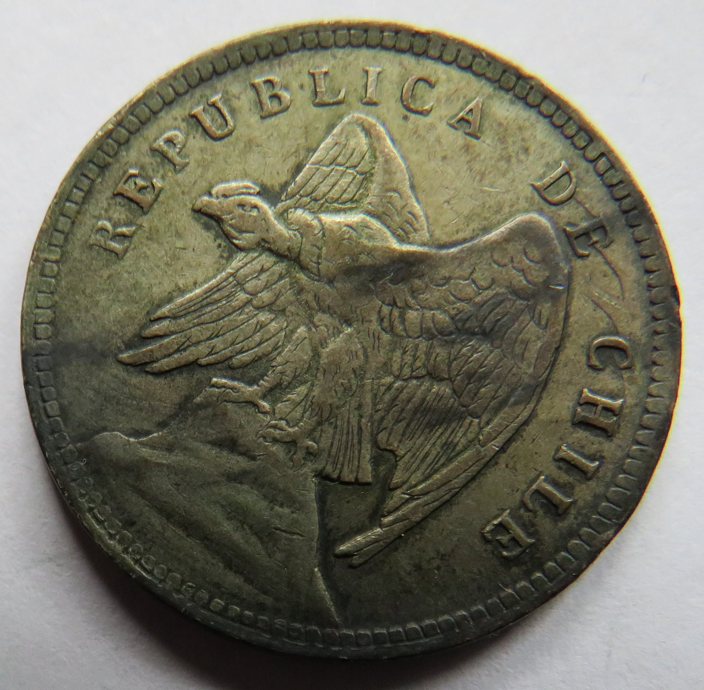 1908 Chile Silver 40 Centavos Coin