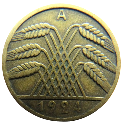 1924-A Germany - Weimar Republic 10 Reichspfennig Coin