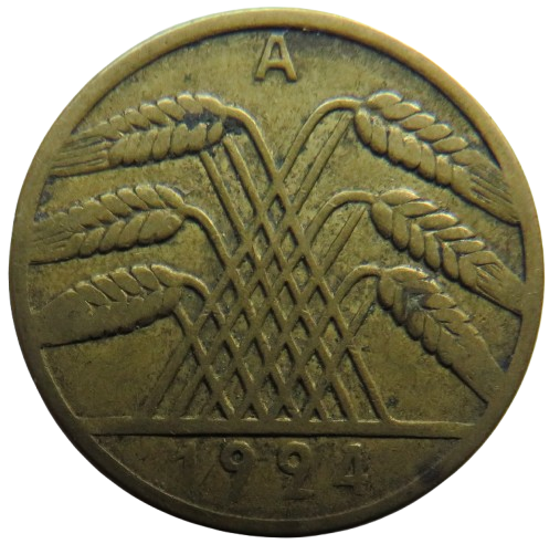 1924-A Germany - Weimar Republic 10 Reichspfennig Coin