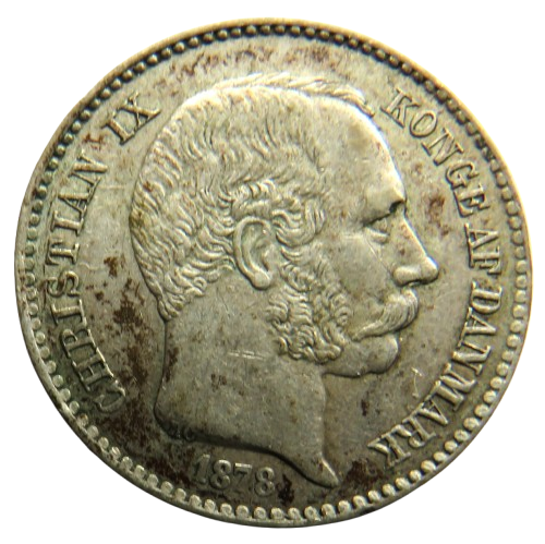 1878 Danish West Indies Silver 10 Cents Coin
