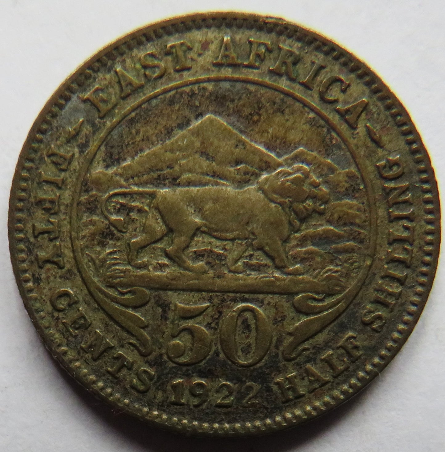 1922 King George V East Africa 50 Cents 1/2 Shilling Coin