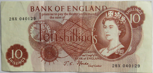 C.1967 Bank of England 10 Ten Shillings Banknote J.S. Fforde (28X)