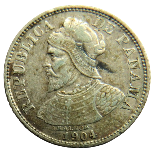 1904 Panama Silver 5 Centesimos Coin