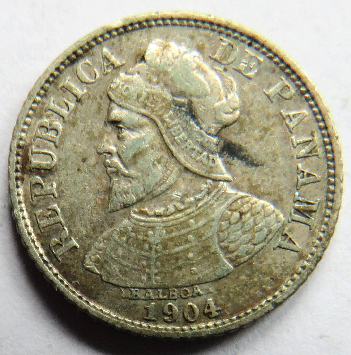 1904 Panama Silver 5 Centesimos Coin