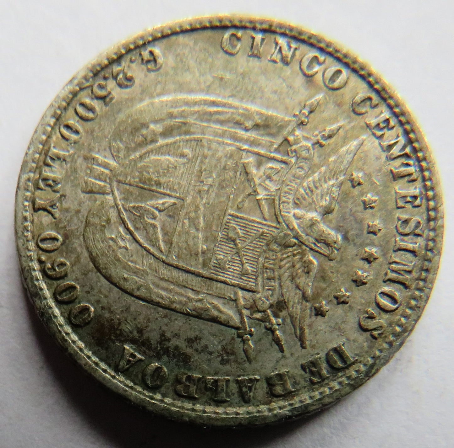 1904 Panama Silver 5 Centesimos Coin