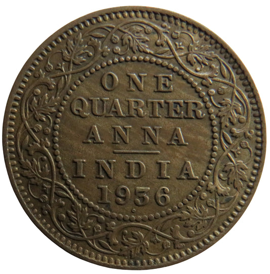 1936 King George V India 1/4 Anna Coin