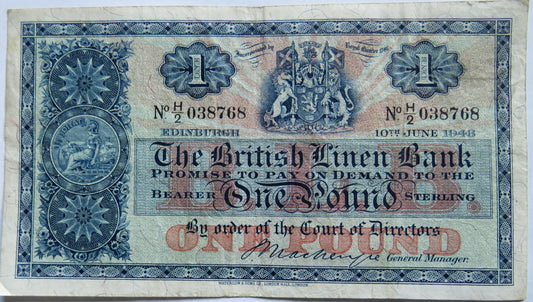 1948 The British Linen Bank £1 One Pound Banknote