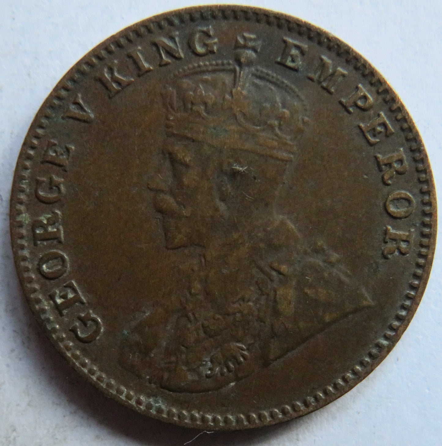 1927 King George V India 1/4 Anna Coin
