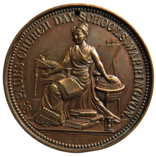 1900 St Paul's Church Day Schools, Warrington Antique Medal Reward of Superior Merit