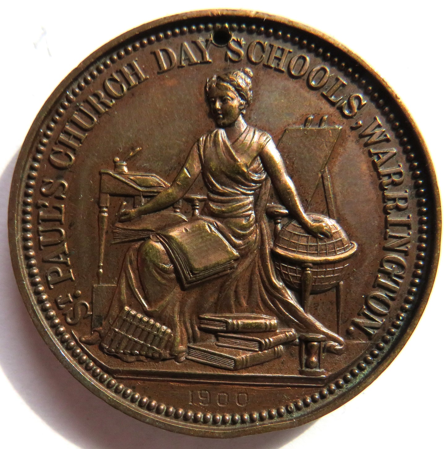 1900 St Paul's Church Day Schools, Warrington Antique Medal Reward of Superior Merit