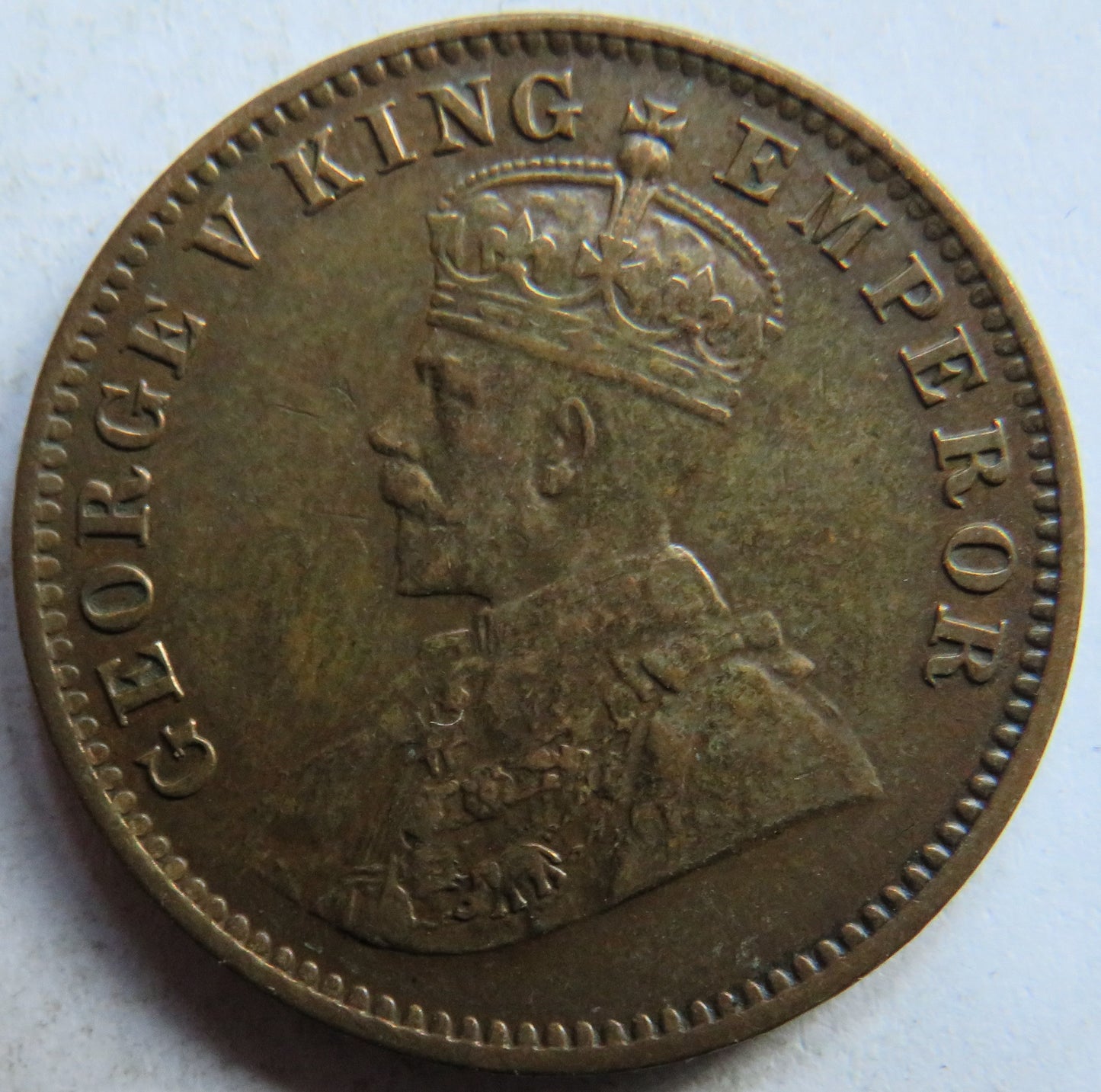 1917 King George V India 1/4 Anna Coin