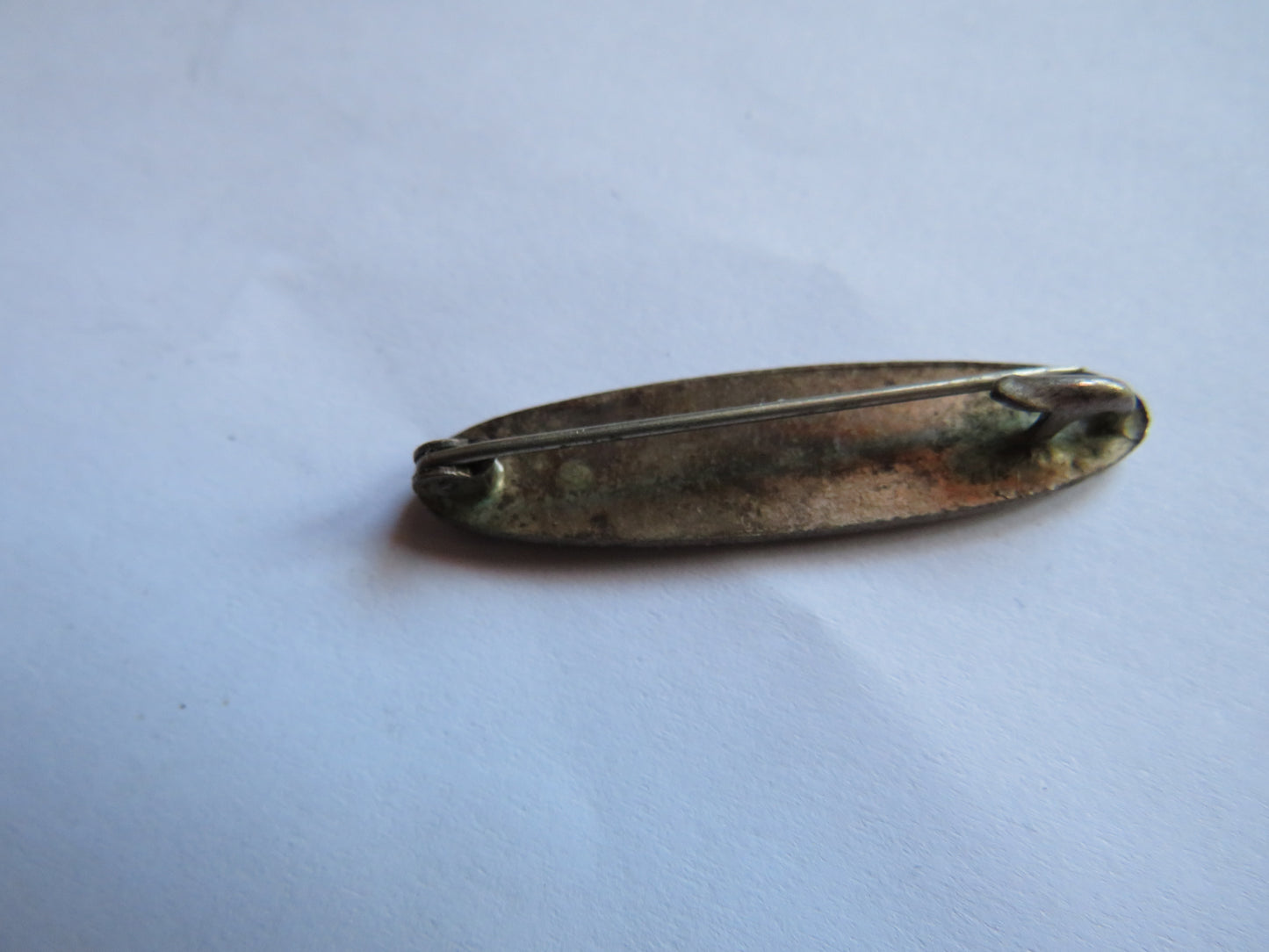 Antique White Metal & Enamel "Baby" Brooch