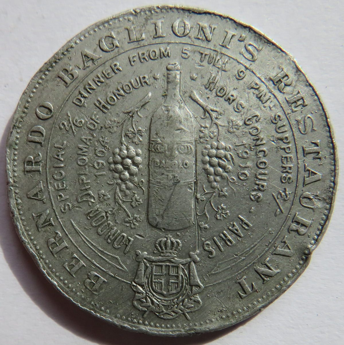 Bernardo Baglioni's Restaurant D'Italia Shaftesbury Avenue Token London
