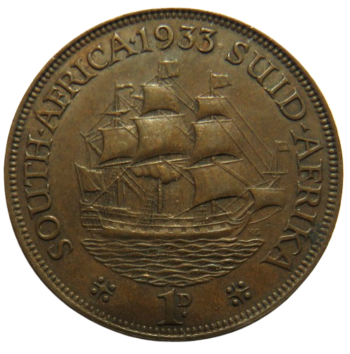 1933 King George V South Africa One Penny Coin