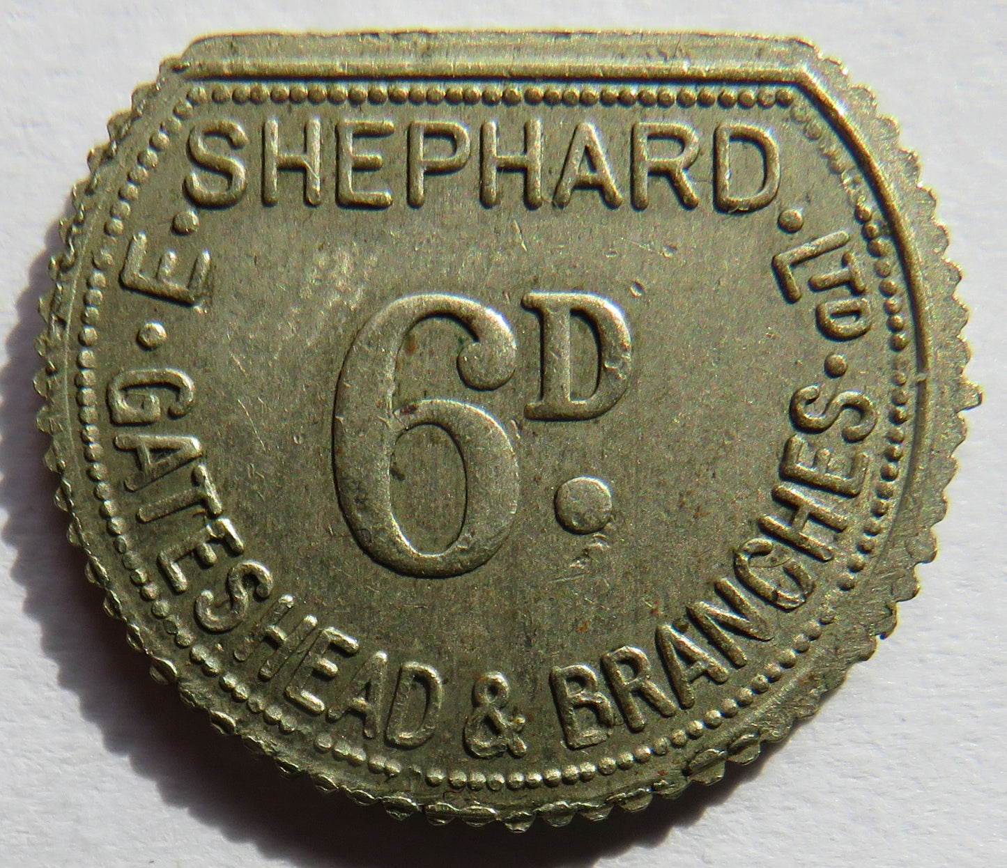 E. Shephard Ltd Gateshead & Branches 6d Sixpence Token