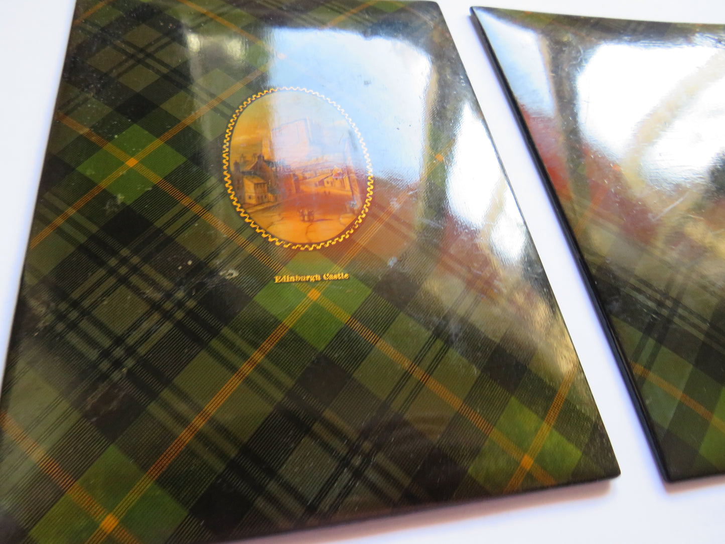 Antique Mauchline Tartan Ware Book Boards Edinburgh Castle Image Gordon Tartan